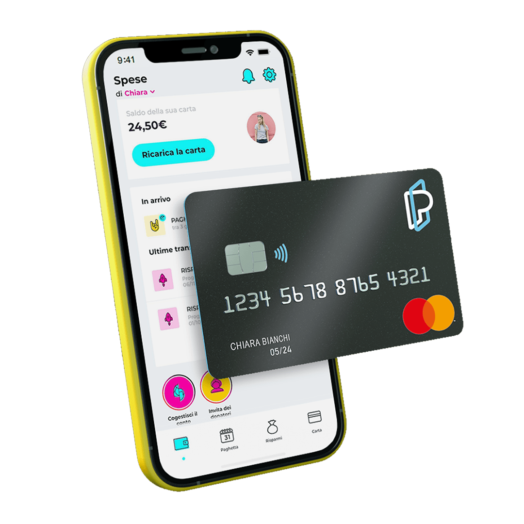 Carta pixpay per adolescenti con applicazione per i genitori